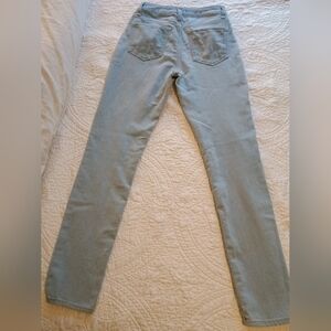 Light Blue Stretchy Button Fly  High Waisted Skinny Jeans